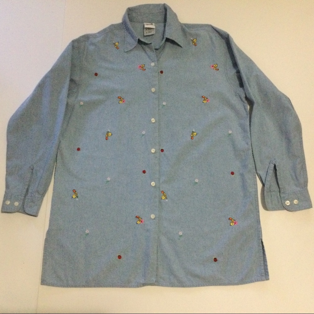 Tweety Bird Embroidered Denim Shirt